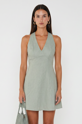 Seabreeze Linen V Neck Dress