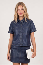 Zoe Short Sleeve Pleather Jacket
