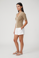 Sutton Rope Ribbed V Neck Top