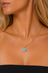 Zaria Turq Bezel Necklace