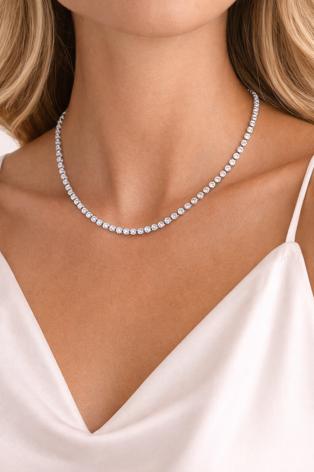 Selina Bezel Tennis Necklace