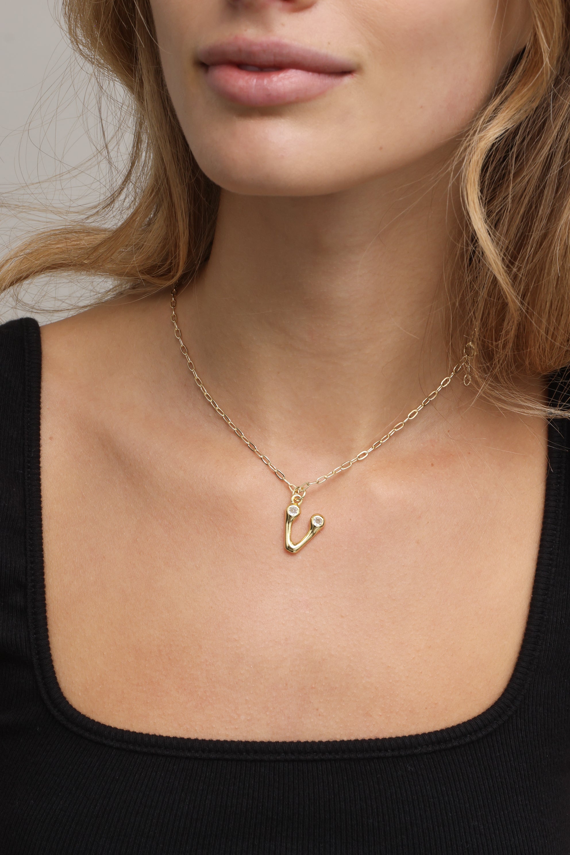 Sophia Bezel Initial Necklace