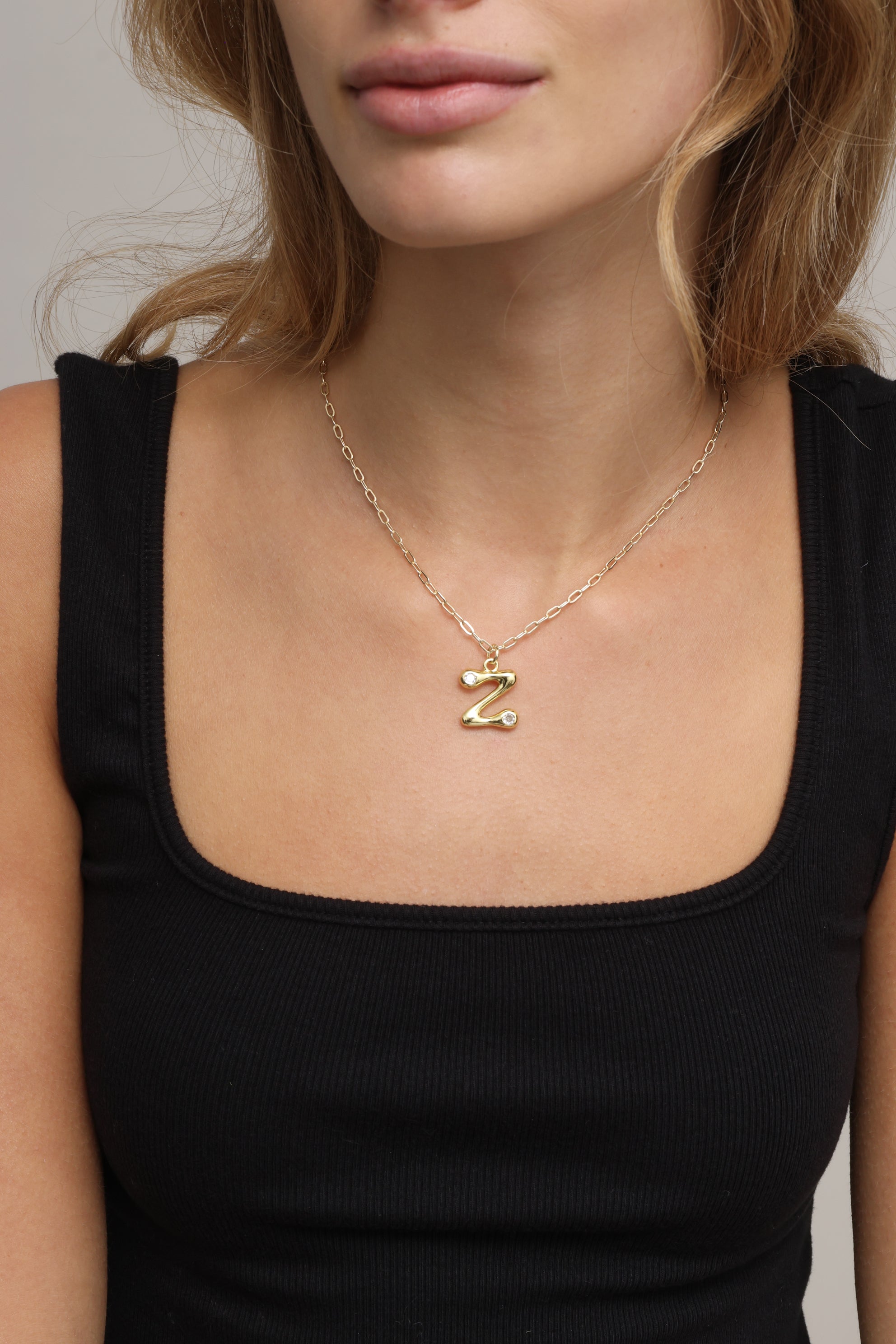 Sophia Bezel Initial Necklace
