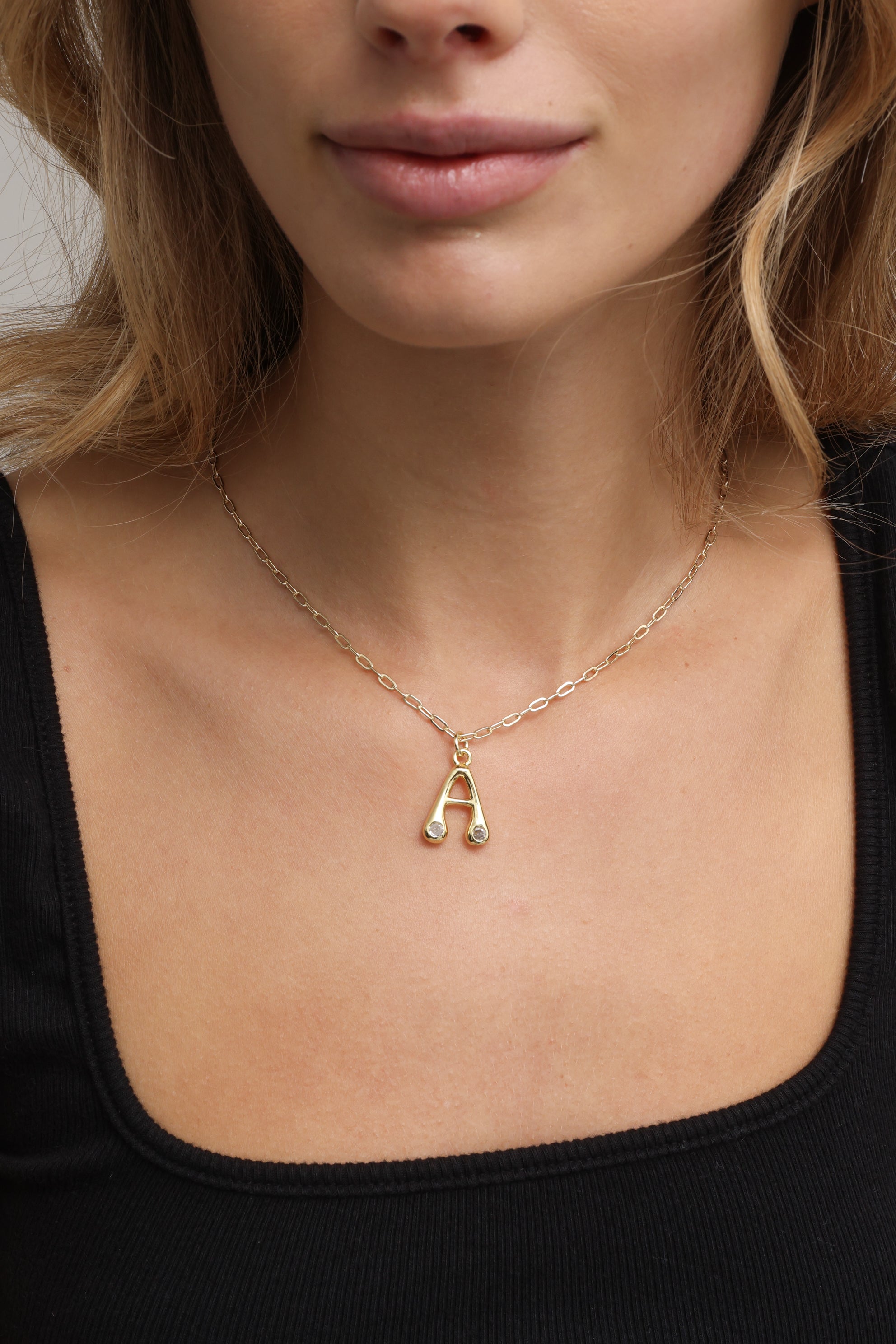 Sophia Bezel Initial Necklace