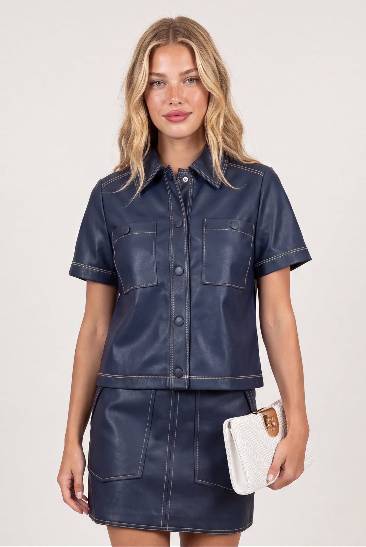 Zoe Short Sleeve Pleather Jacket