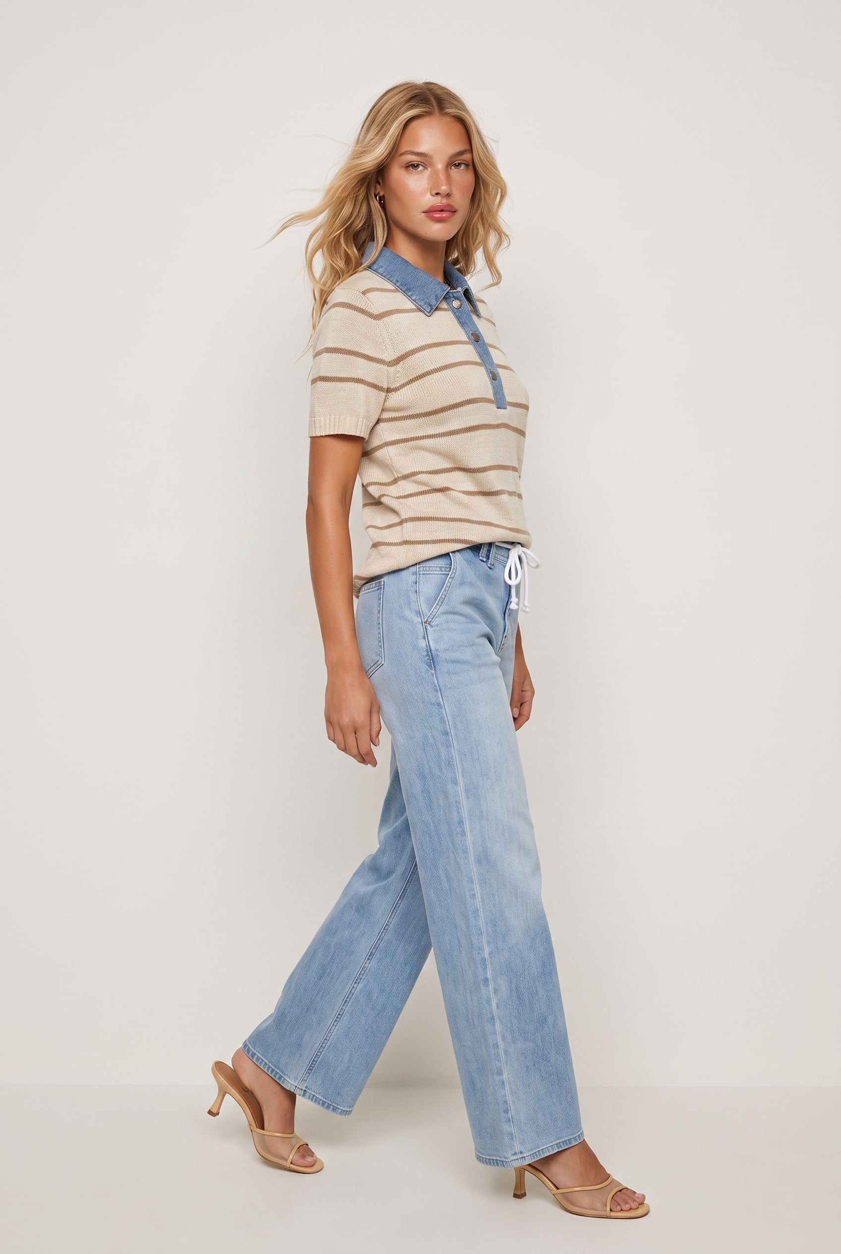 Tanner Stripe Polo Sweater