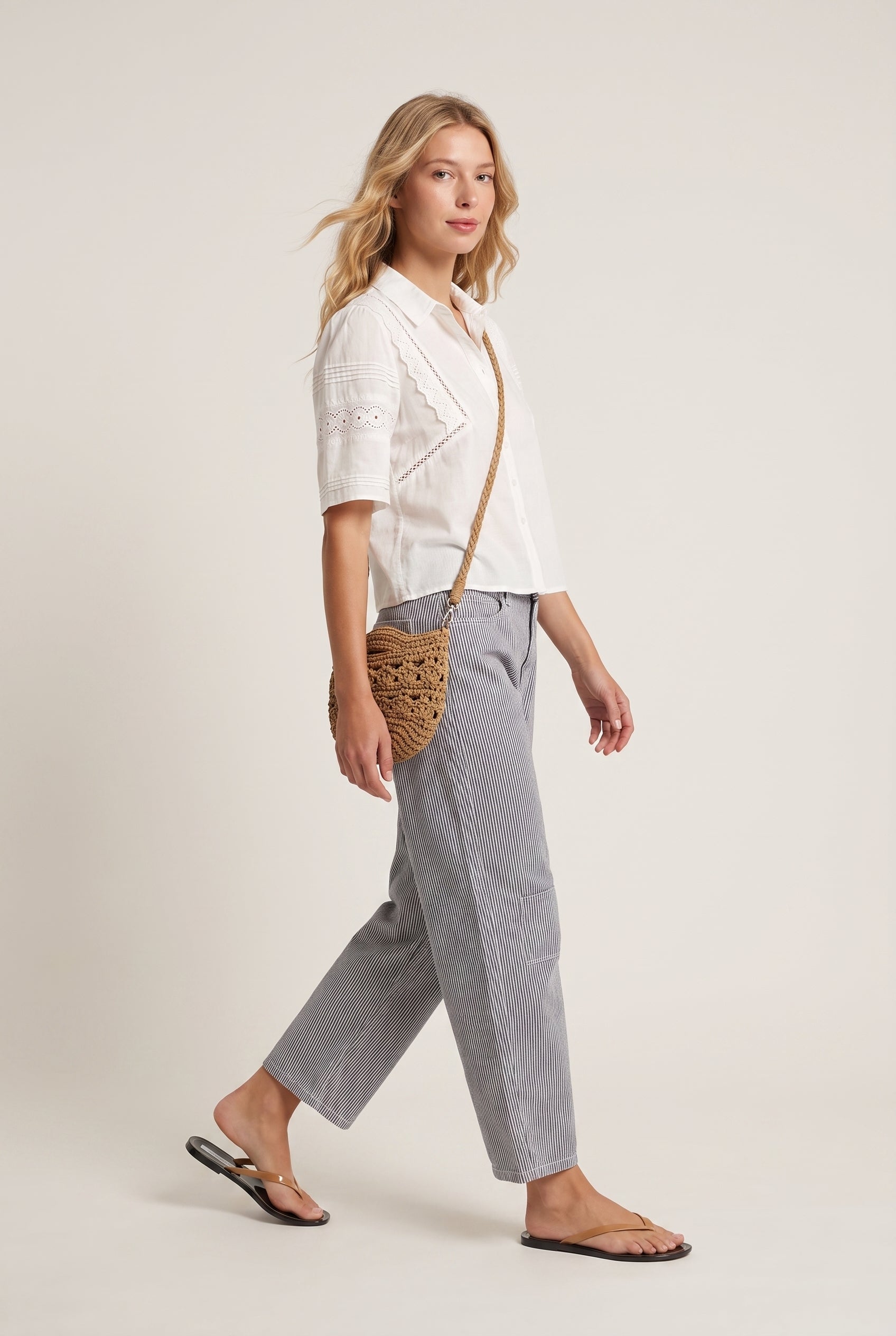 Striped Barrel Jean