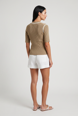 Sutton Rope Ribbed V Neck Top
