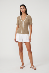 Sutton Rope Ribbed V Neck Top