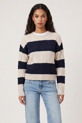 Teddy Stripe Cable Crew
