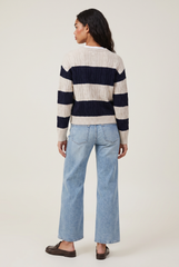 Teddy Stripe Cable Crew