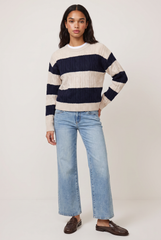Teddy Stripe Cable Crew