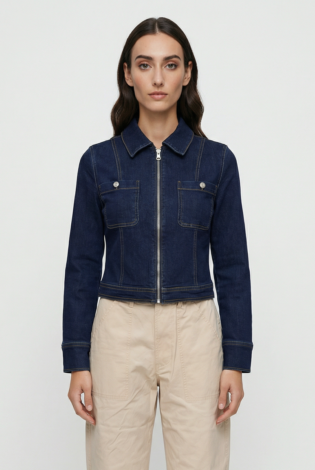 Veronique Zip Up Denim Jacket